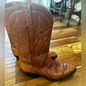 Ostrich skin boots, size 12
